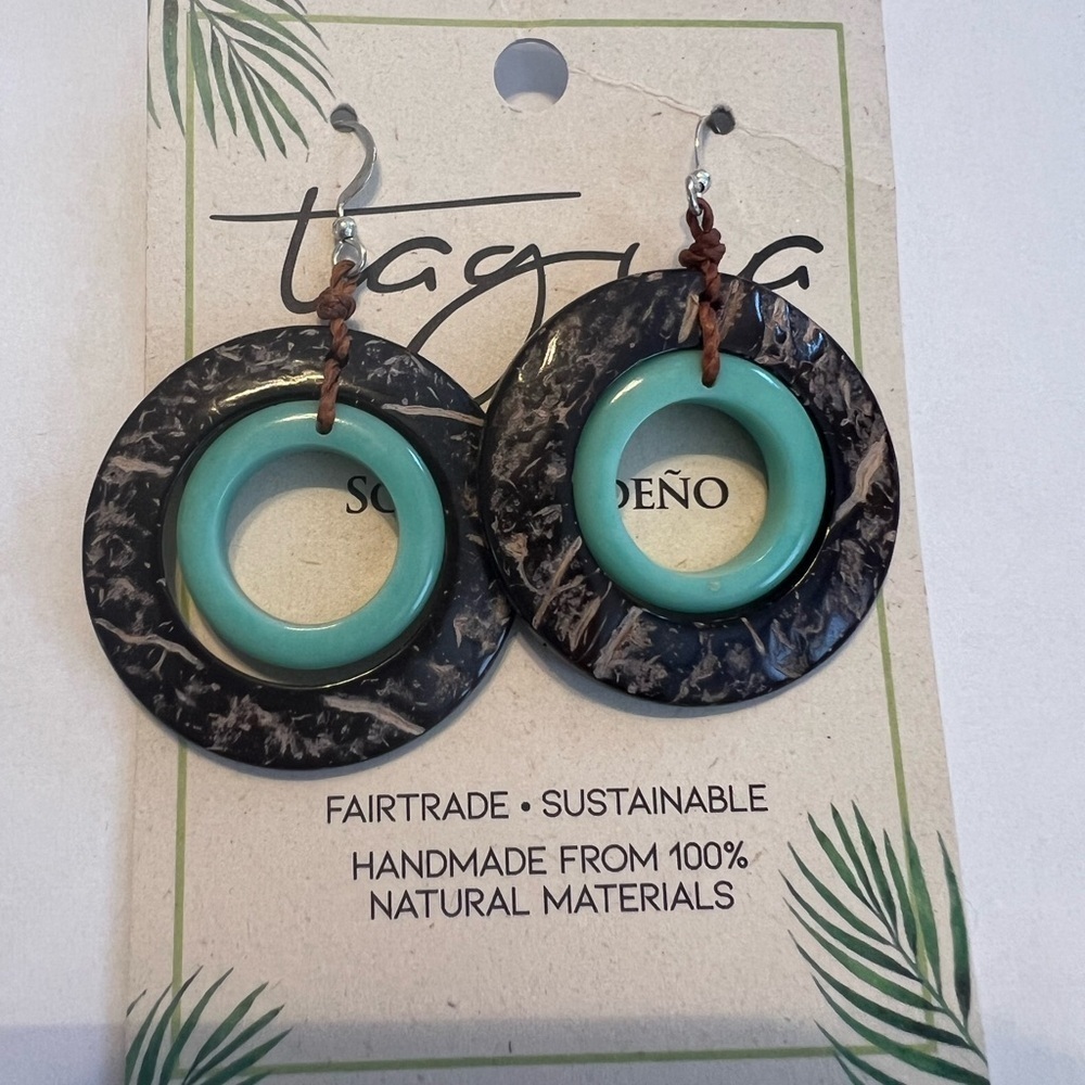 New Fair Trade Tagua Nut Earrings Hand Carved Ecuadorian